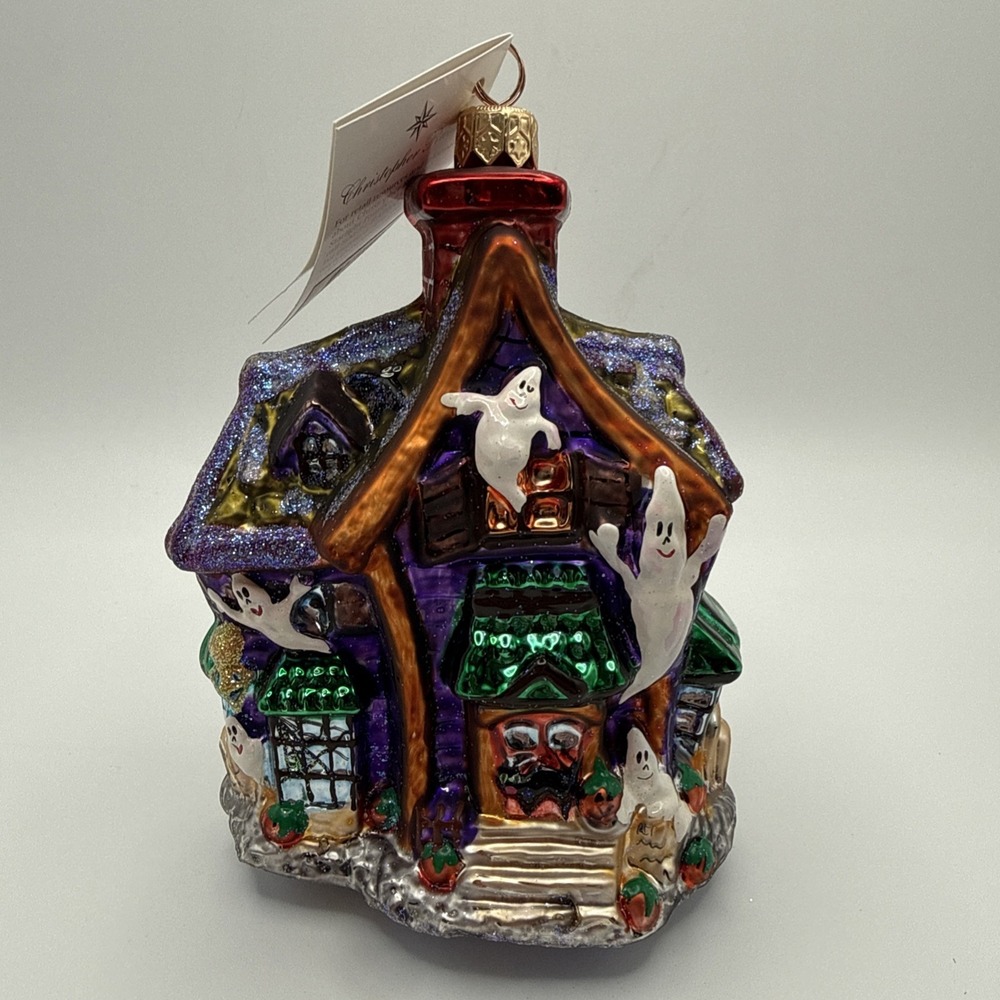 1999 Christopher Radko Halloween "Howl Manor" Hanging Glass Ornament #99-299-0
